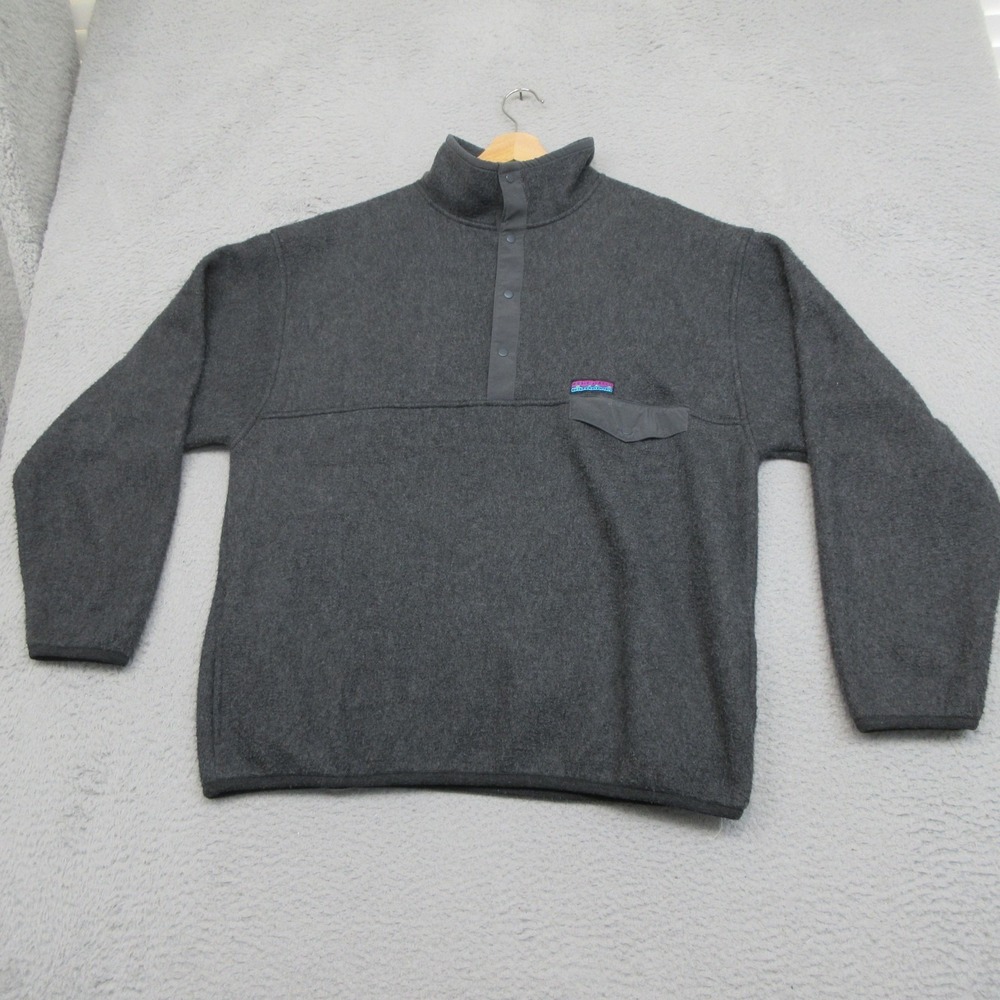 Vintage Gap Arctic Light Fleece Pullover Men L Gray Snap Mock Nk Pocket‎ Outdoor